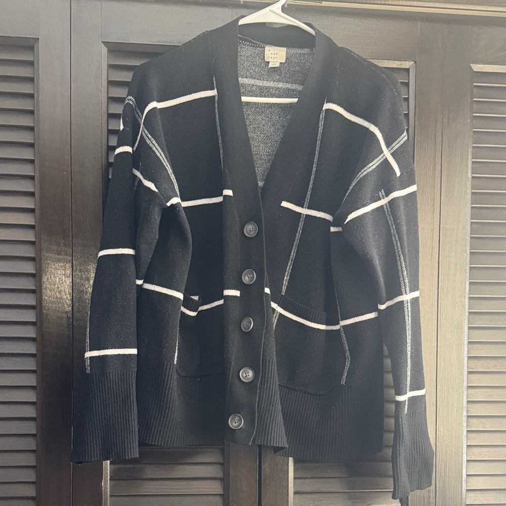 Black and White Striped Cardigan